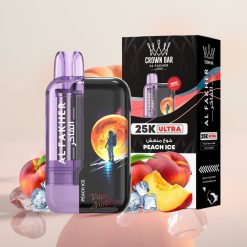 Al Fakher Crown Bar Ultra 25K 22ml 50mg/mlo Peach Ice Led Display Type-C Charging Mesh Coil