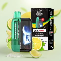 Al Fakher Crown Bar Ultra 25K Disposable Vape Limonov Limetov z LED zaslonom, Type-C polnjenjem in Mesh coil