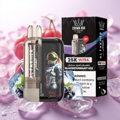Al Fakher Crown Bar Ultra 25K Disposable Vape Črni Ribez Led 25K pufov, LED, 22ml, 50mg/ml, Type-C