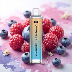 Hayati Pro Max 4000 Puffs Disposable Vape Borovnica Češnja Brusnica 28×28×120mm 2ml 1400mAh