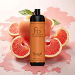 RandM Fumot Shisha 10000 Puffov Dispozabilna Vapa Vimto Bik LED 18ml 850mAh 0.6ohm Type-C 0.5% Nikotina