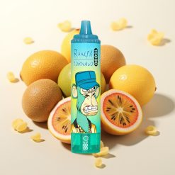 RandM Fumot Tornado 15000 Puffs LCD Type-C 25ml 850mAh 0.9 Ohm Mešani Okus Kivi Pasijonka Guava