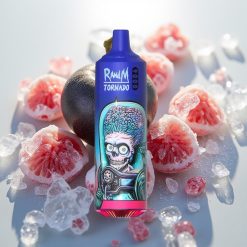 RandM Fumot Tornado 9000 Pufov Polnilna E-cigareta z RGB zaslonom 18 mL Črni Led