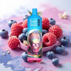 RandM Tornado 9000 Puffs 850 mAh Polnilna 18 mL Mesh Coil RGB Display Borovnica Kisla Malina