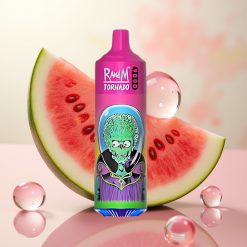 RandM Tornado 9000 Puffs 850 mAh Polnilna 18 mL Mesh Coil RGB Display Lubenica Mehurčki Gumi