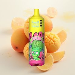 RandM Tornado 9000 Puffs Polnjenljiv E-cigareti z RGB Display, Mrežasta Tuljava, 18 mL, Trojni Mango