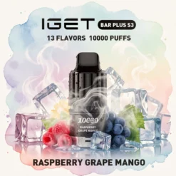 IGET Bar Plus S3 10000 Pod – Malina Grozdje Mango